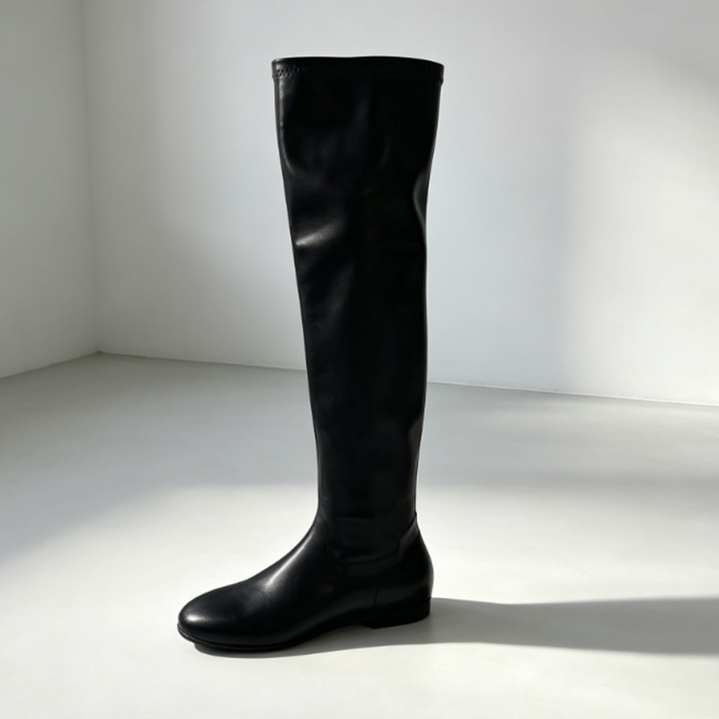 Boot Sock Slouchy - Botas Longas Marrom de Couro Sintético