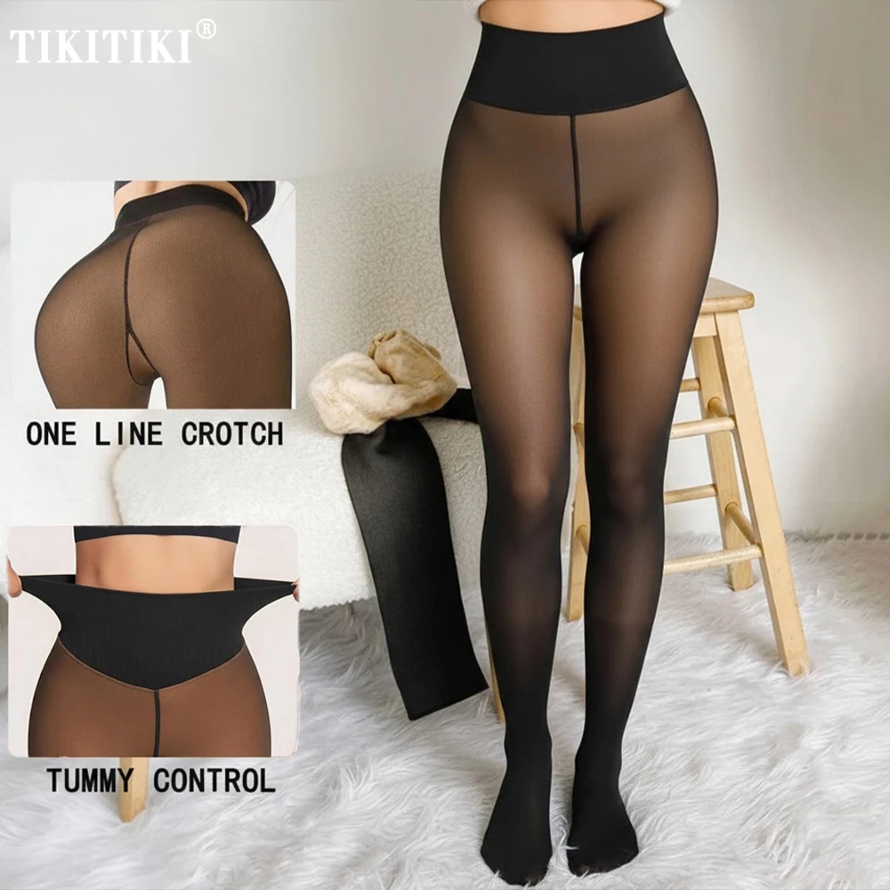 Tights Pantyhose Sheer - Uma costura velo forrado collants feminino